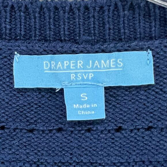 Draper James Annabelle Womens S Navy Blue Puff Sleeve Knitwear Preppy Coastal - Picture 11 of 14